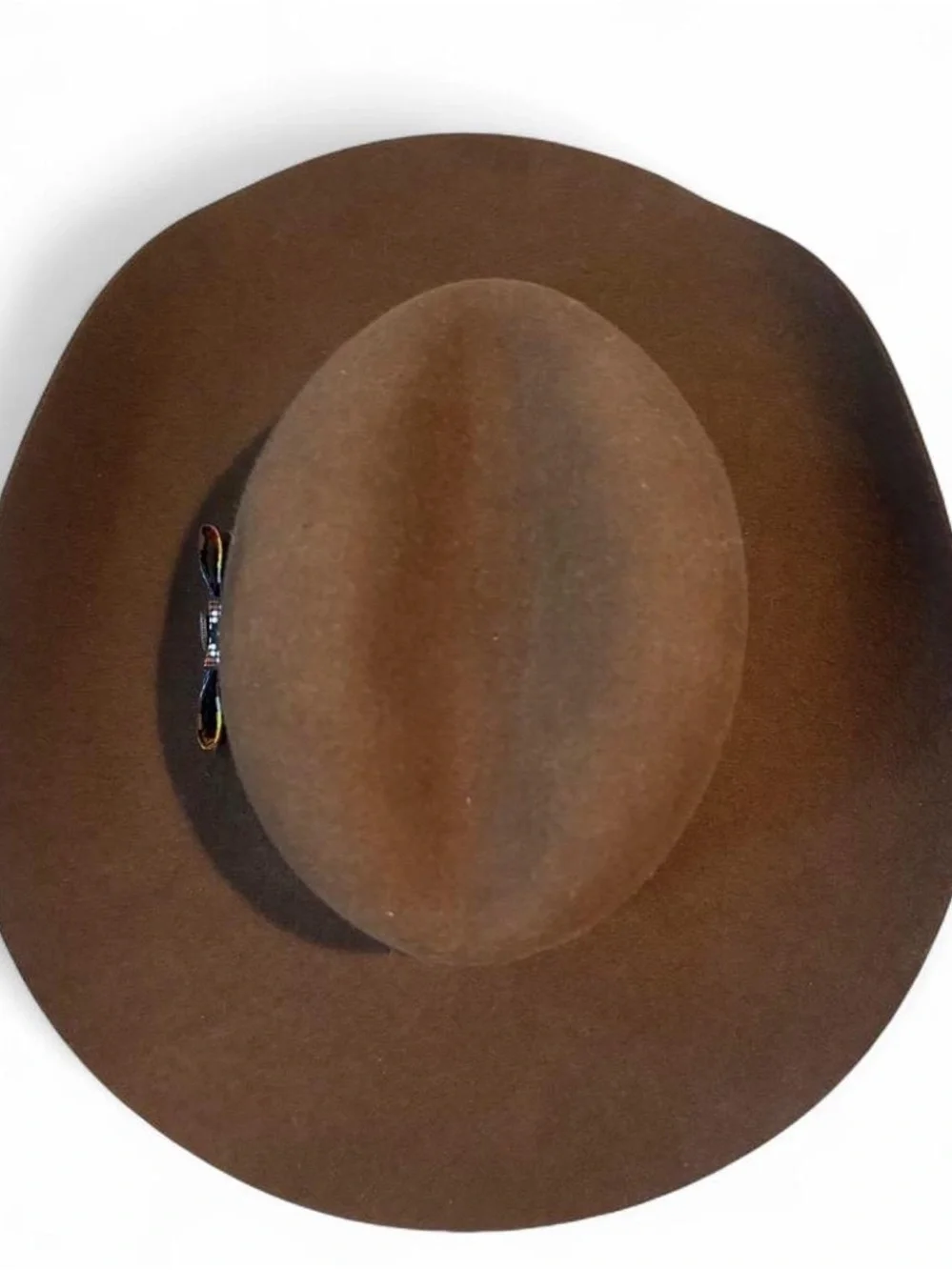 Brown Felt Cowboy Hat with Colorful Beaded Band
